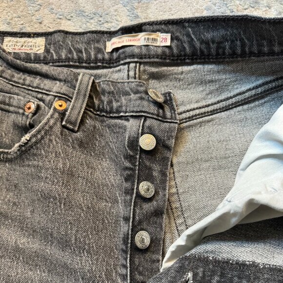 Levi's Premium Reicage Straight Ankle Jeans - Washed Black (Size 28) - Picture 8 of 10